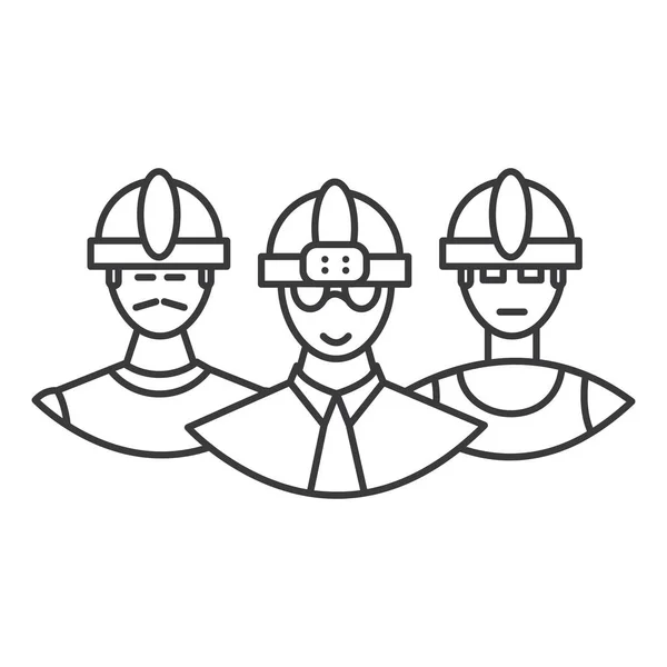 Construtor equipe vetor linha ícone, sinal, ilustração em segundo plano, traços editáveis — Vetor de Stock