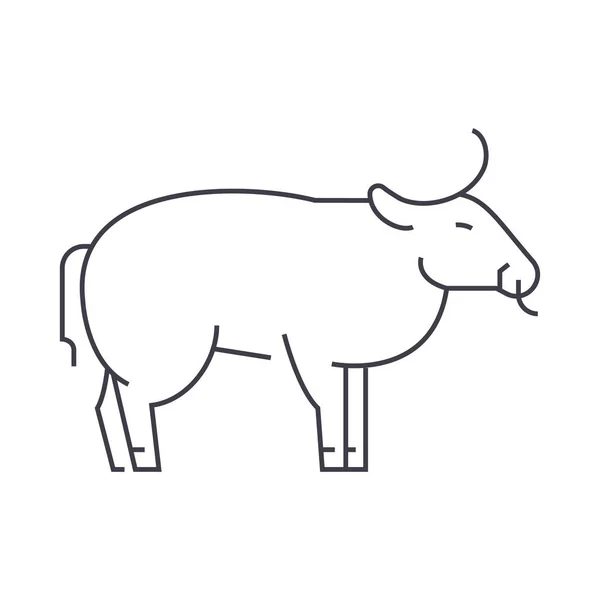 Toro vector línea icono, signo, ilustración en el fondo, movimientos editables — Vector de stock