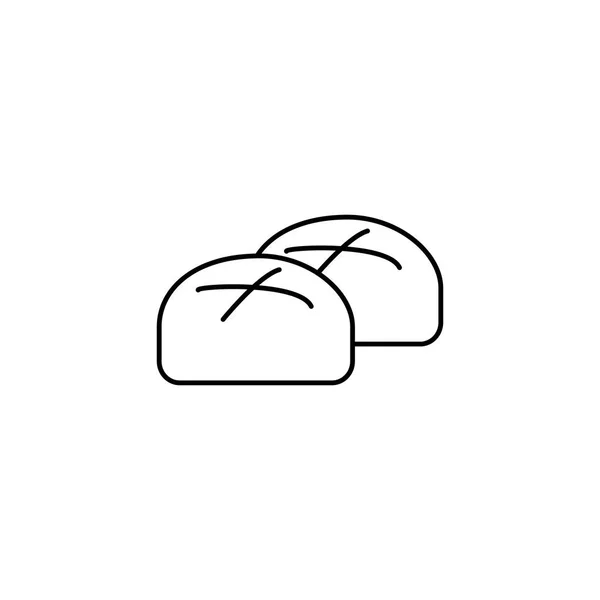 Pães, rolo, assado ícone de linha vetorial de pão, sinal, ilustração no fundo, traços editáveis —  Vetores de Stock