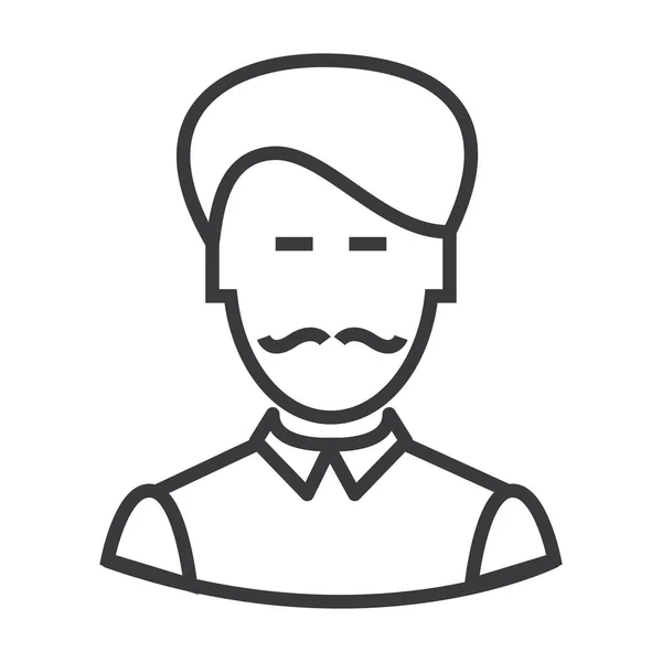 Homme d'affaires avec moustache vecteur ligne icône, signe, illustration sur fond, touches modifiables — Image vectorielle