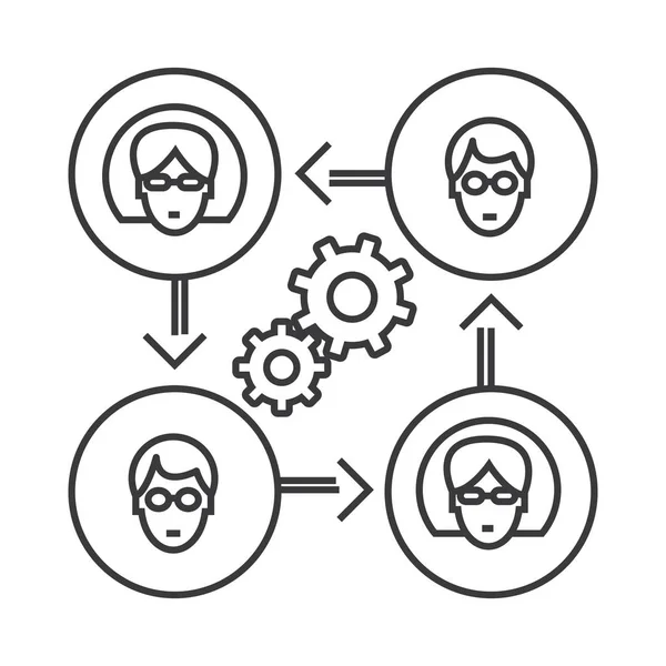 Collaboration entreprise ligne vectorielle icône, signe, illustration en arrière-plan, traits modifiables — Image vectorielle