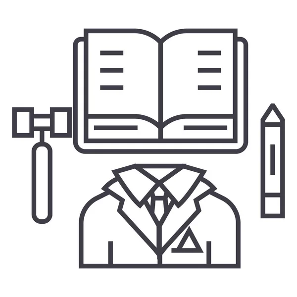 Diritto commerciale, icona della linea vettoriale del libro aperto, segno, illustrazione sullo sfondo, tratti modificabili — Vettoriale Stock