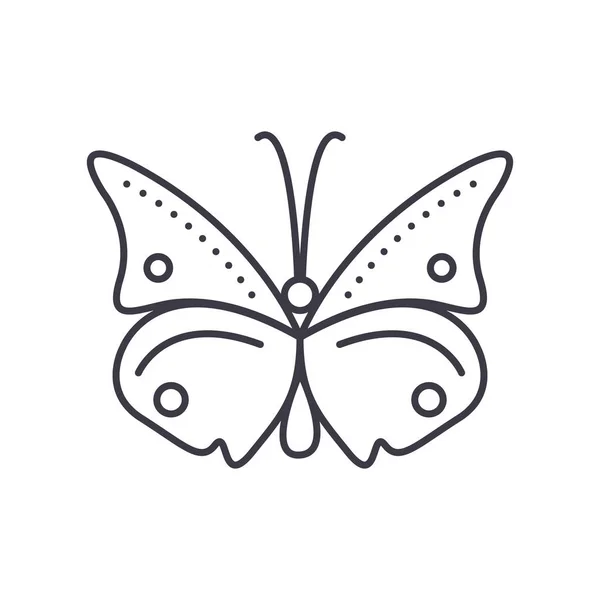 Mariposa vector línea icono, signo, ilustración en el fondo, movimientos editables — Vector de stock