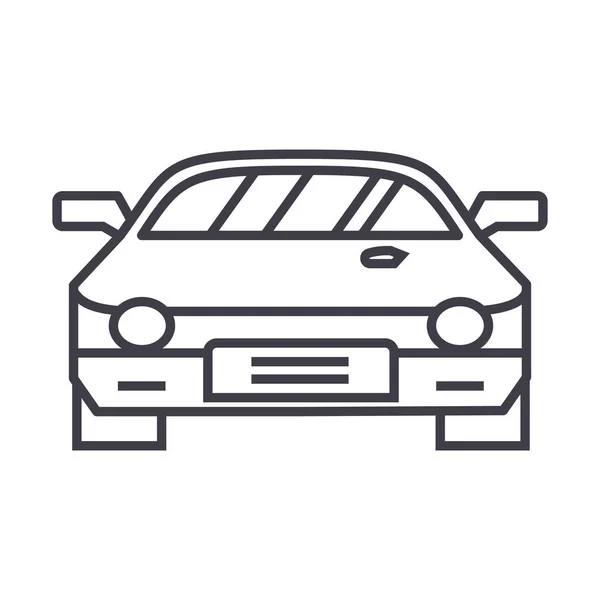 Carrera de coches, icono de línea vectorial de carreras, signo, ilustración en el fondo, golpes editables — Vector de stock