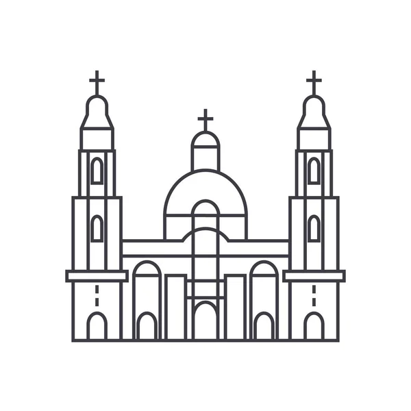 Pictogram van de lijn van de kathedraal kerk vector, teken, afbeelding op de achtergrond, bewerkbare lijnen — Stockvector