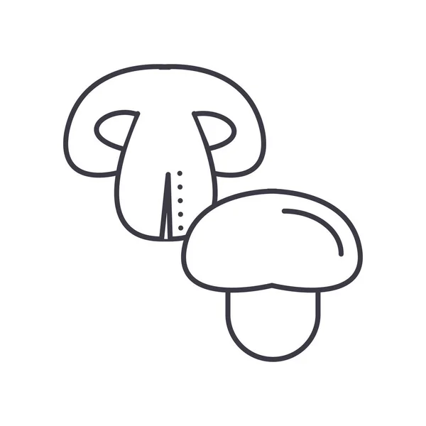 Champignon icône de ligne vectorielle, signe, illustration en arrière-plan, touches modifiables — Image vectorielle