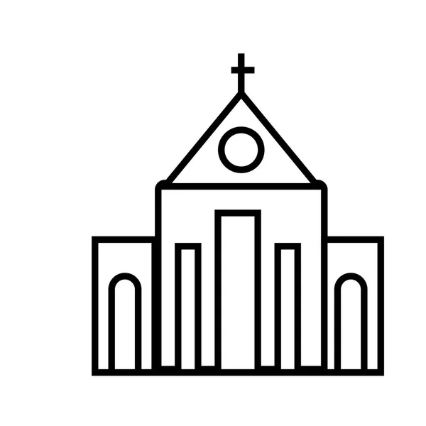 Church vector line icon, sign, illustration on background, editable strokes — Stock Vector