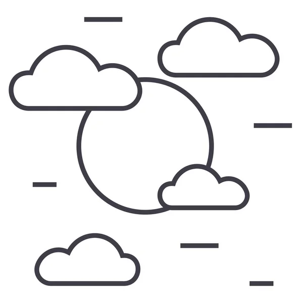Dia nublado ícone de linha vetorial, sinal, ilustração em segundo plano, traços editáveis —  Vetores de Stock