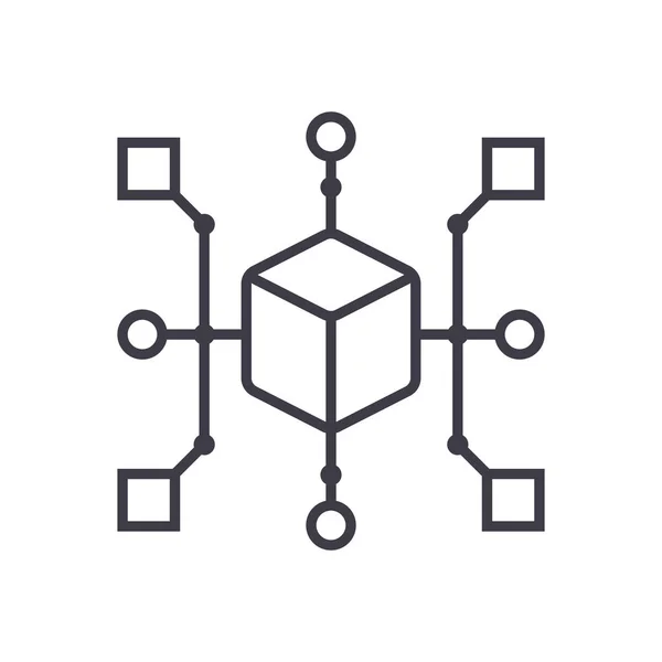 Cluster-Diagramm Vektor-Liniensymbol, Zeichen, Abbildung im Hintergrund, editierbare Striche — Stockvektor