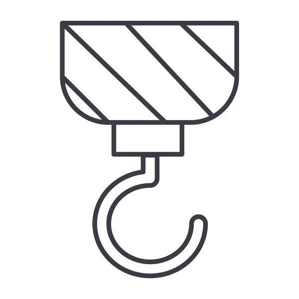 Construction crane vector line icon, sign, illustration on background, editable strokes — Stock Vector