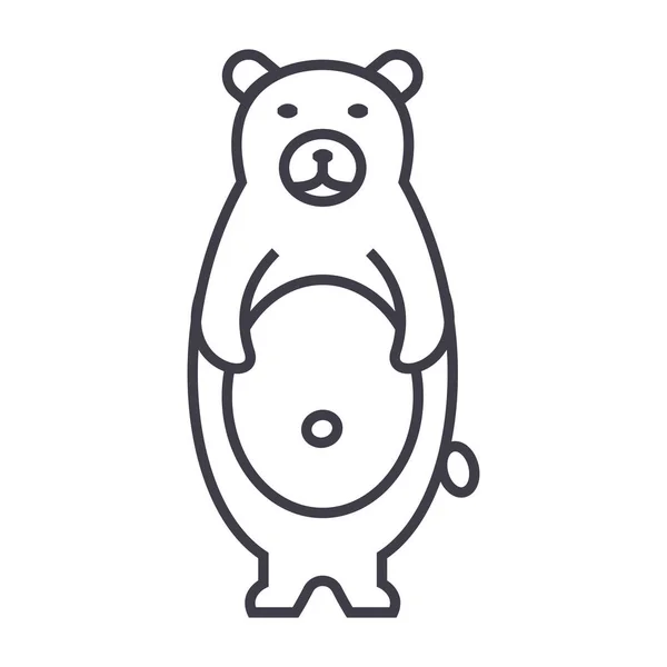 Lindo oso vector línea icono, signo, ilustración en el fondo, movimientos editables — Vector de stock