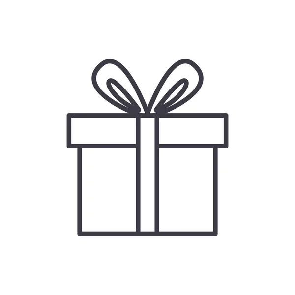 Niedlichen Geschenk-Box Vektor Linie Symbol, Zeichen, Abbildung auf dem Hintergrund, editierbare Striche — Stockvektor