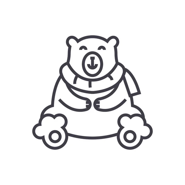 Ícone de linha vetorial urso polar bonito, sinal, ilustração em segundo plano, traços editáveis —  Vetores de Stock