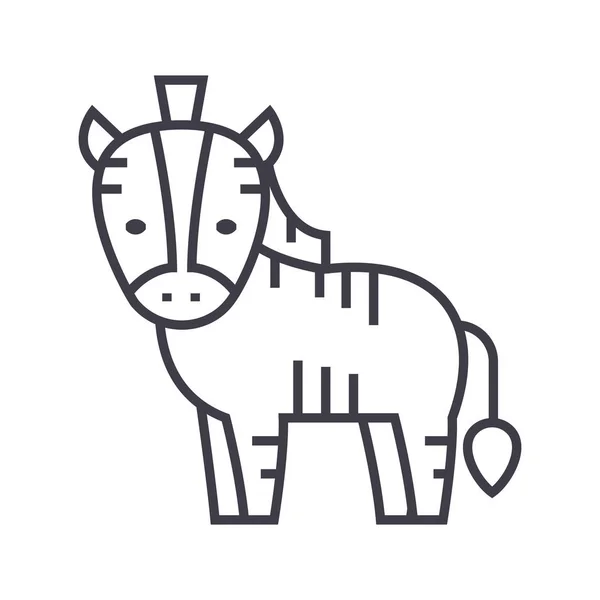 Bonito zebra vetor ícone de linha, sinal, ilustração em segundo plano, traços editáveis —  Vetores de Stock