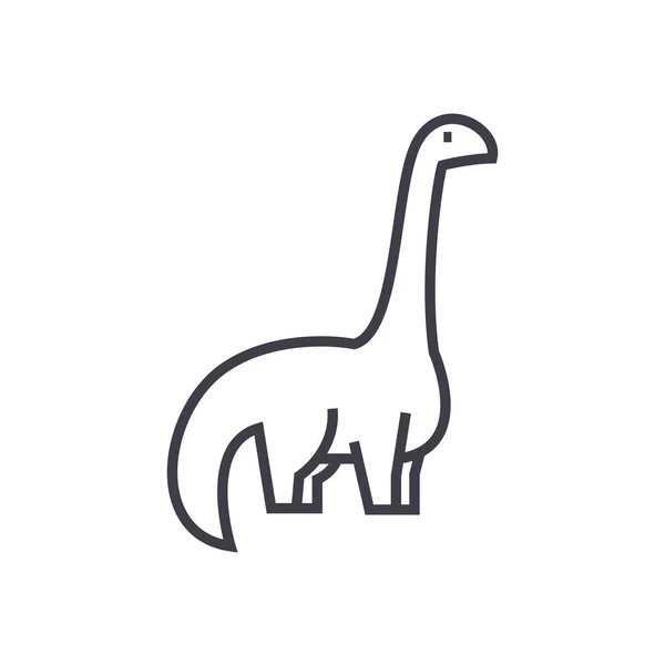 Dinosaur,diplodocus vector line icon, sign, illustration on background, editable strokes — Stock Vector