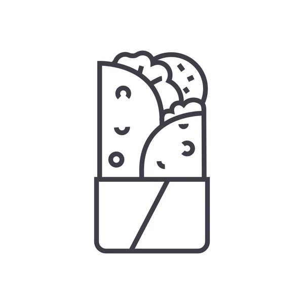 Doner kebab vecteur ligne icône, signe, illustration en arrière-plan, touches modifiables — Image vectorielle