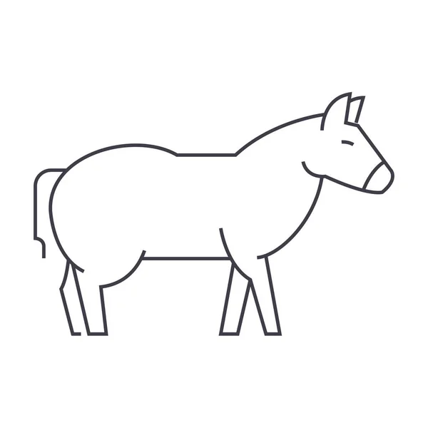 Burro vector línea icono, signo, ilustración en el fondo, movimientos editables — Archivo Imágenes Vectoriales