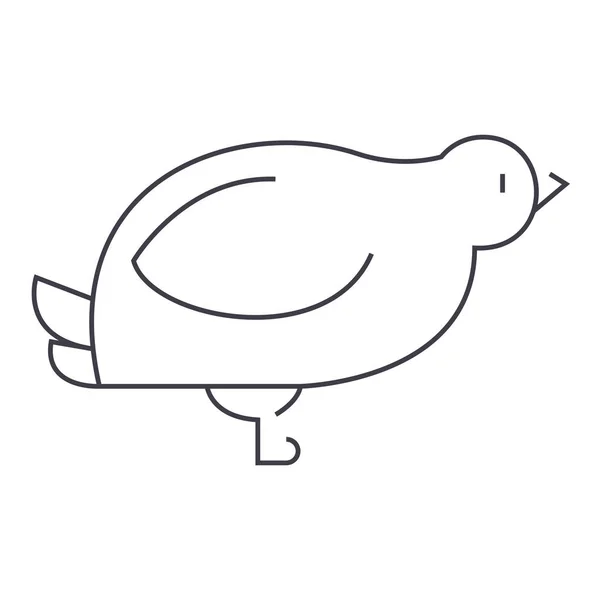 鸽子、 鹌鹑矢量线图标、 标志、 插图背景，可编辑笔触 — 图库矢量图片
