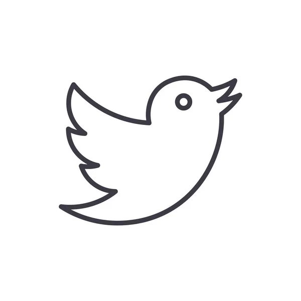 Pomba, ícone de linha vetorial do twitter, sinal, ilustração em segundo plano, traços editáveis — Vetor de Stock
