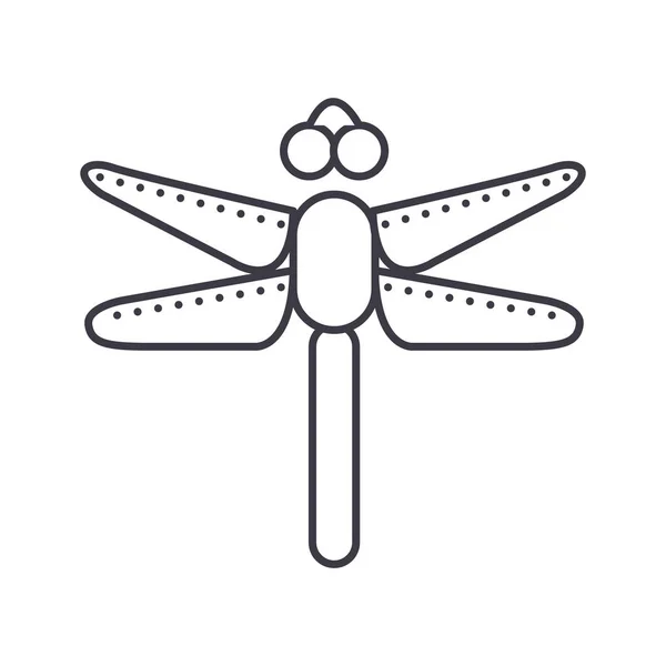 Icone de ligne vectorielle libellule, signe, illustration en arrière-plan, traits modifiables — Image vectorielle