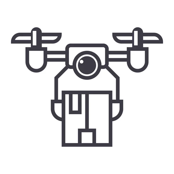 Drone logística vector línea icono, signo, ilustración sobre fondo, movimientos editables — Vector de stock