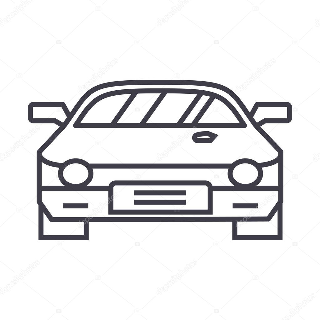 car race,racing vector line icon, sign, illustration on background, editable strokes