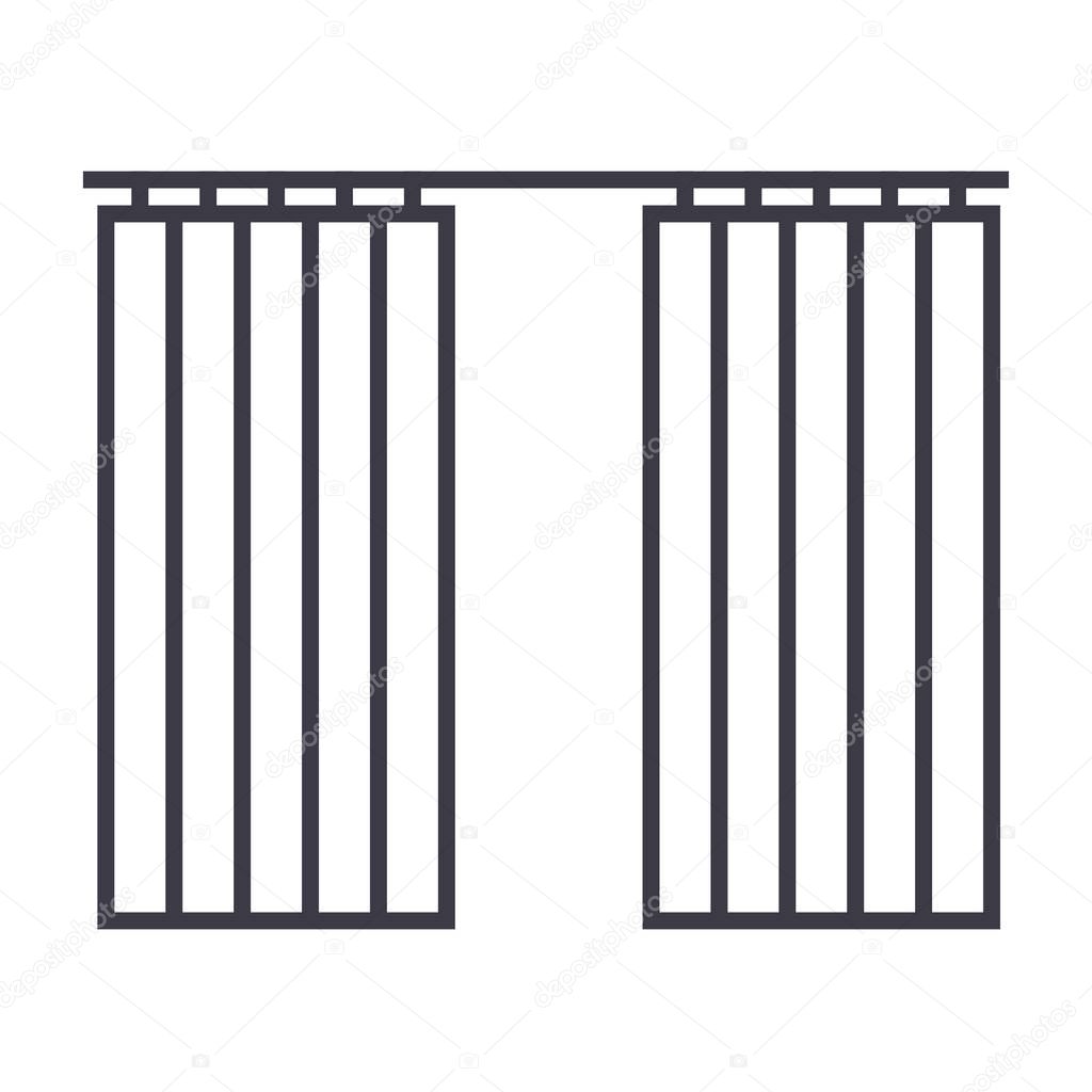 Curtains sign vector line icon, sign, illustration on white background, editable strokes