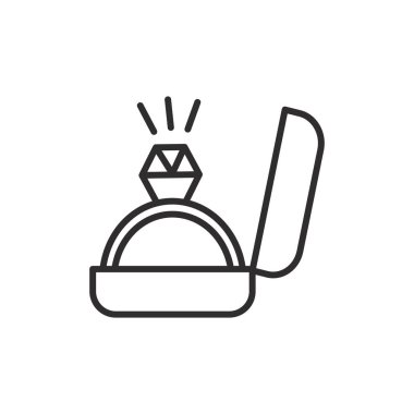 nişan yüzüğü işareti satırı simgesi, işaret, arka planda, düzenlenebilir vuruş illüstrasyon vektör