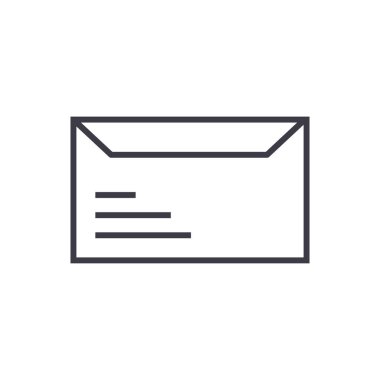 Zarf illüstrasyon vektör satırı simgesi, işaret, resimde arka planda, düzenlenebilir vuruş