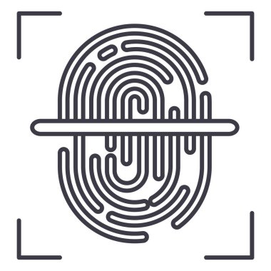 parmak tarayıcı vektör satırı simgesi, işaret, resimde arka planda, düzenlenebilir vuruş