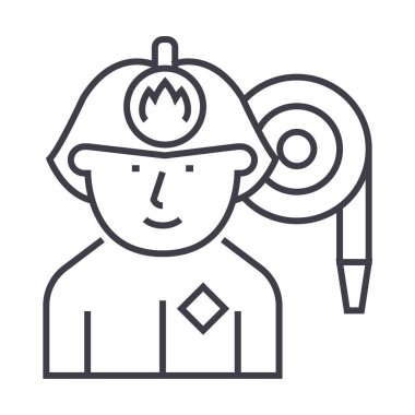 itfaiyeci vektör satırı simgesi, işaret, resimde arka planda, düzenlenebilir vuruş