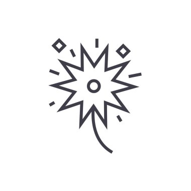 Fireworks vektör satırı simgesi, işaret, resimde arka planda, düzenlenebilir vuruş