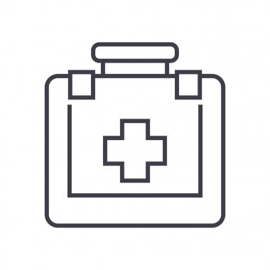 ilk yardım vektör satırı simgesi, işaret, resimde arka planda, düzenlenebilir vuruş