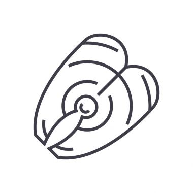 Balık biftek vektör satırı simgesi, işaret, resimde arka planda, düzenlenebilir vuruş