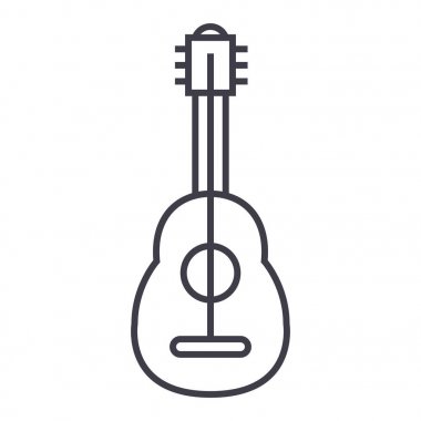 Flamenko gitar vektör satırı simgesi, işaret, resimde arka planda, düzenlenebilir vuruş