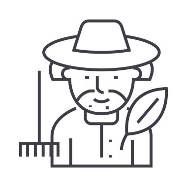 Bahçıvan vektör satırı simgesi, işaret, resimde arka planda, düzenlenebilir vuruş