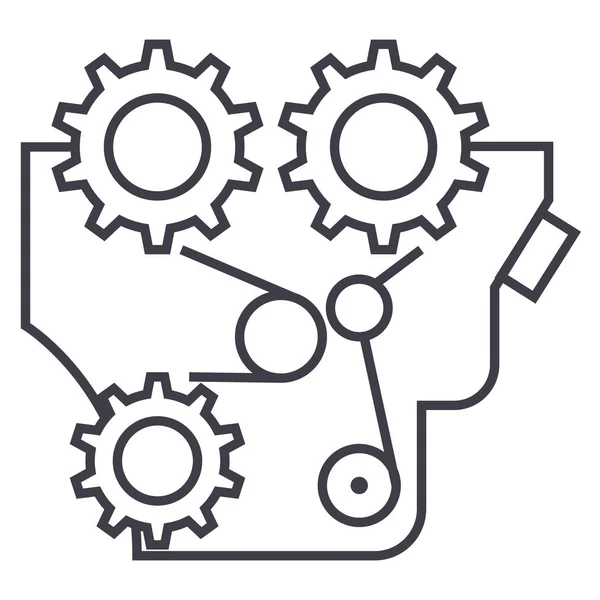 Motor, motor, maskin vektor ikon, tecken illustration på bakgrund, redigerbara stroke — Stock vektor
