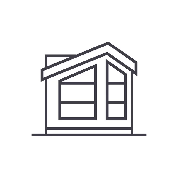 Russian cottage vector line icon, sign, illustration on background, editable strokes — стоковый вектор