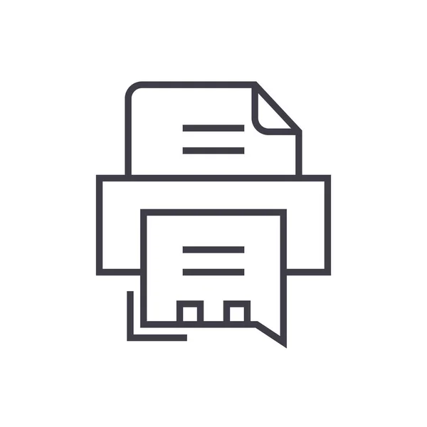 Faxdrucker-Vektorzeilensymbol, Zeichen, Abbildung im Hintergrund, editierbare Striche — Stockvektor
