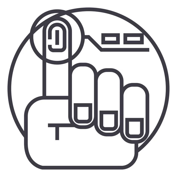 Finger wydruku wektor linii ikona, znak, ilustracja na tle, edytowalne obrysy — Wektor stockowy