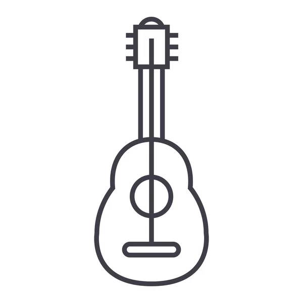 Flamenco guitar vector line icon, sign, illustration on background, editable strokes — Stock Vector