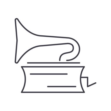 gramofon vektör satırı simgesi, işaret, resimde arka planda, düzenlenebilir vuruş