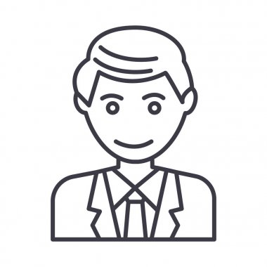 Office adam, işadamı vektör satırı simgesi, işaret, resimde arka planda, düzenlenebilir vuruş