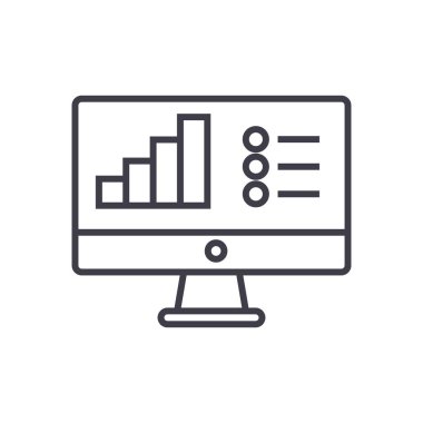 Online veri analiz raporu vektör satırı simgesi, işaret, resimde arka planda, düzenlenebilir vuruş