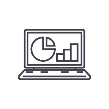 Online istatistik verilerini analytics vektör satırı simgesi, işaret, resimde arka planda, düzenlenebilir vuruş