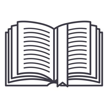 kitap açık etiket vektör satırı simgesi, işaret, resimde arka planda, düzenlenebilir vuruşları ile