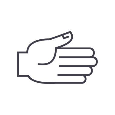 Açık el vektör satırı simgesi, işaret, resimde arka planda, düzenlenebilir vuruş