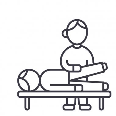 osteopati, manuel terapi, Masaj vektör satırı simgesi, işaret, resimde arka planda, düzenlenebilir vuruş