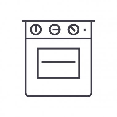 fırın vektör satırı simgesi, işaret, resimde arka planda, düzenlenebilir vuruş