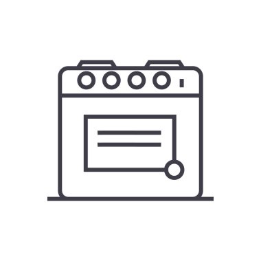 fırın illüstrasyon vektör satırı simgesi, işaret, resimde arka planda, düzenlenebilir vuruş